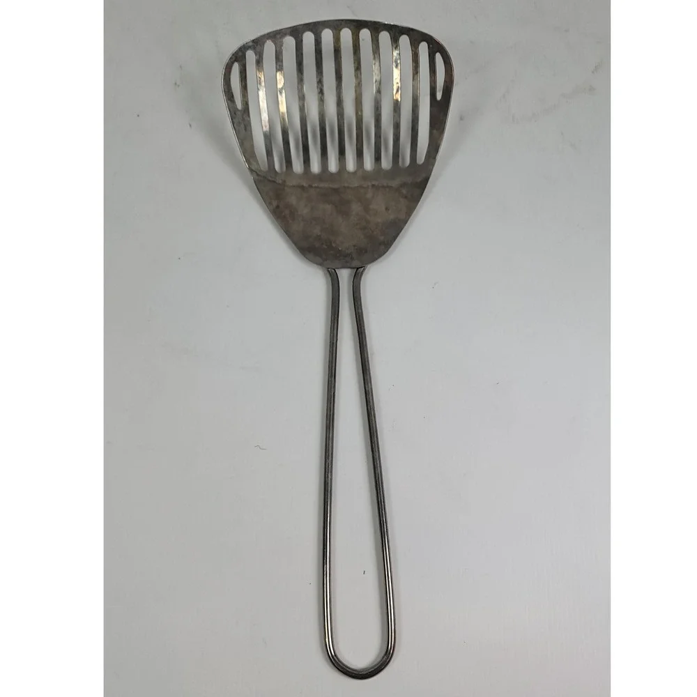 Vintage Stainless Steel Slotted Fish Spatula Wire Loop Handle Kitchen Utensil
